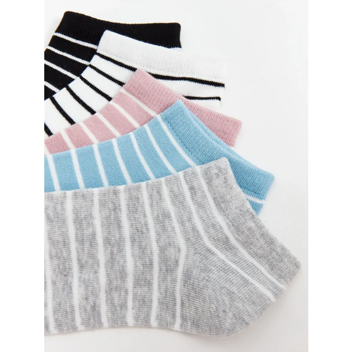 LCW DREAM Ekru Çizgili Kadın Patik Çorap 5li