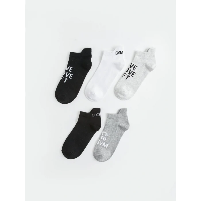 LCW DREAM Siyah Baskılı Kadın Patik Çorap 5li