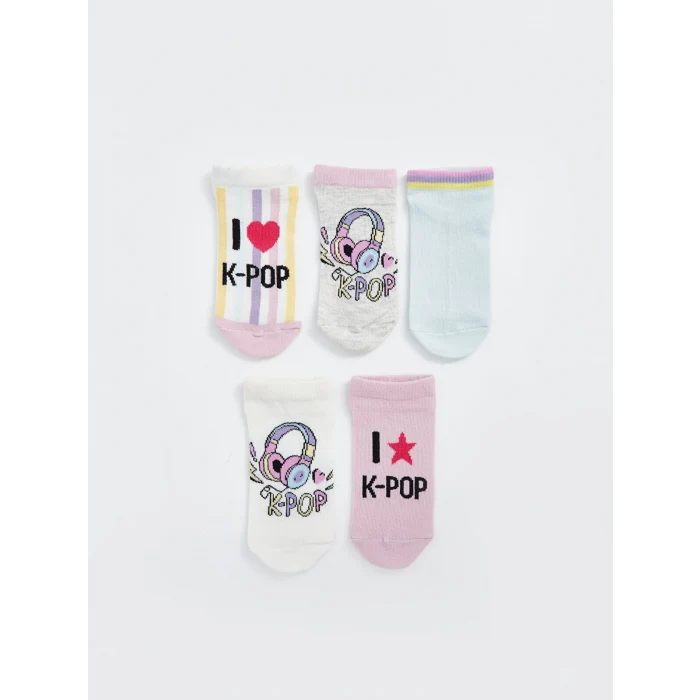 LCW Kids Karişik K-pop Desenli Kız Çocuk Patik Çorap 5li