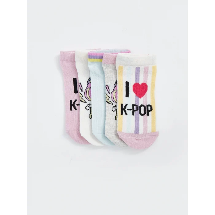 LCW Kids Karişik K-pop Desenli Kız Çocuk Patik Çorap 5li