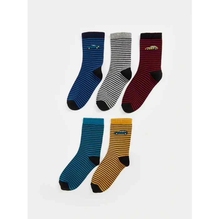 LCW Kids Karişik Çizgili Erkek Çocuk Soket Çorap 5li