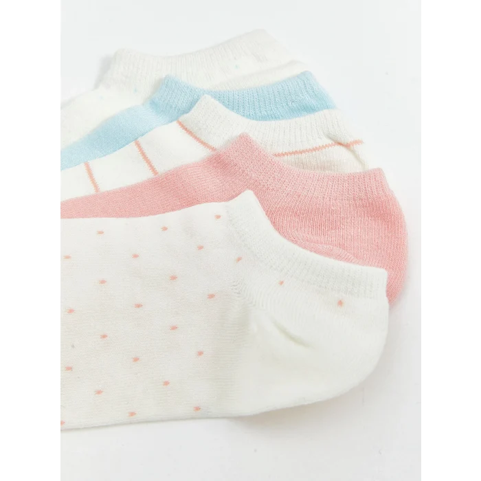 LCW DREAM Ekru Desenli Kadın Sneaker Çorap 5li