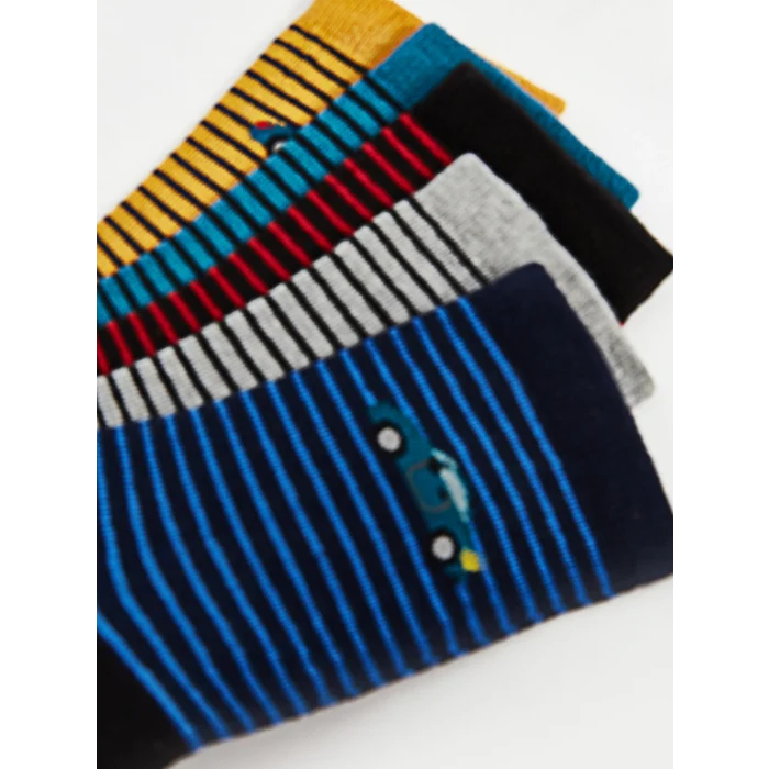 LCW Kids Karişik Çizgili Erkek Çocuk Soket Çorap 5li