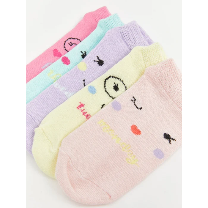 LCW Kids Pembe Desenli Kız Çocuk Patik Çorap 5li