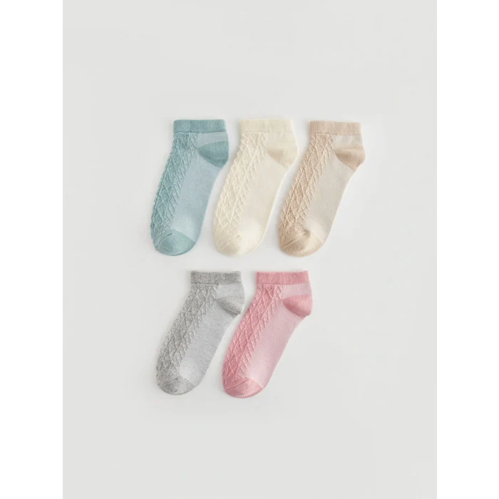 LCW DREAM Mavi Kendinden Desenli Kadın Patik Çorap 5li