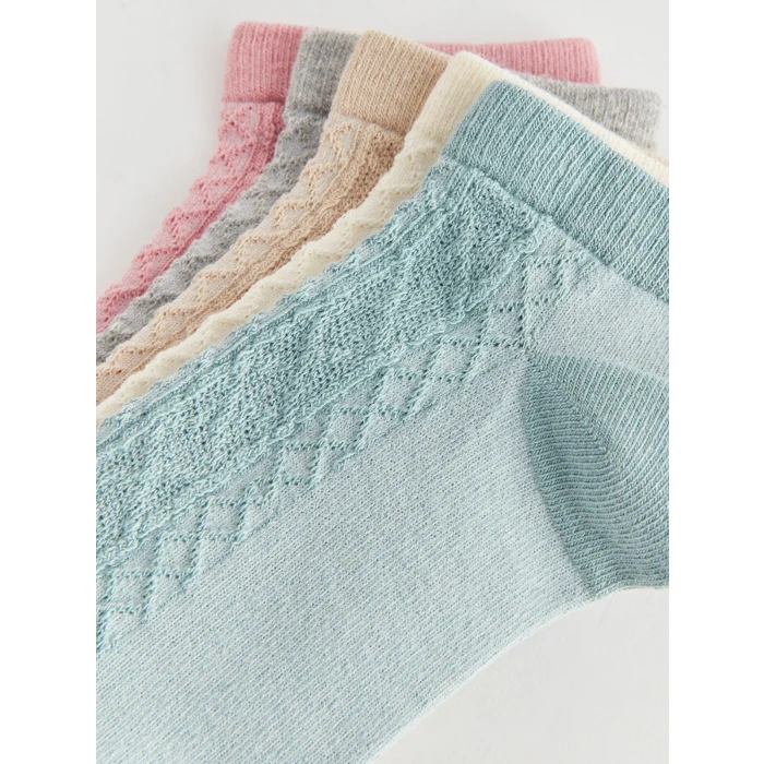 LCW DREAM Mavi Kendinden Desenli Kadın Patik Çorap 5li