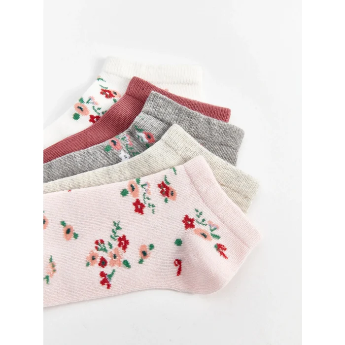 LCW DREAM Pembe Çiçekli Kadın Patik Çorap 5li