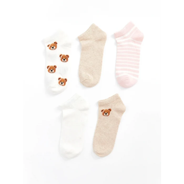 LCW DREAM Ekru Desenli Kadın Patik Çorap 5li