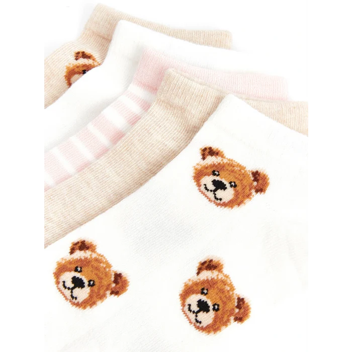 LCW DREAM Ekru Desenli Kadın Patik Çorap 5li