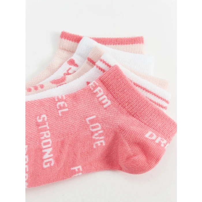 LCW Kids Pembe Desenli Kız Çocuk Patik Çorap 5li
