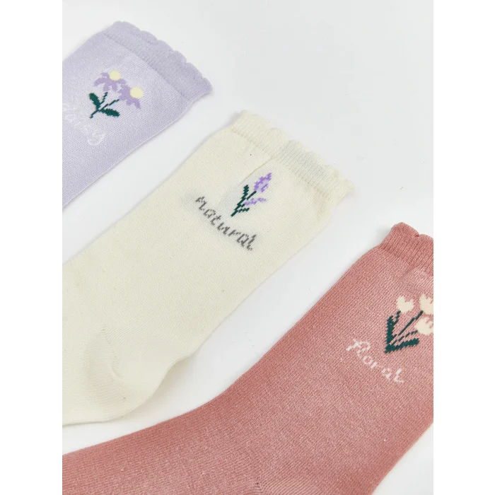 LCW DREAM Lila Çiçekli Kadın Soket Çorap 5li
