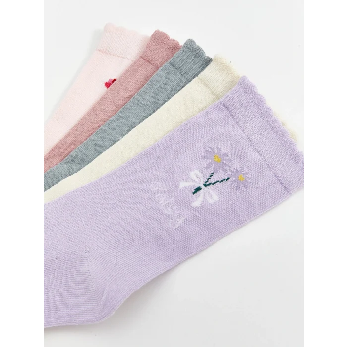 LCW DREAM Lila Çiçekli Kadın Soket Çorap 5li