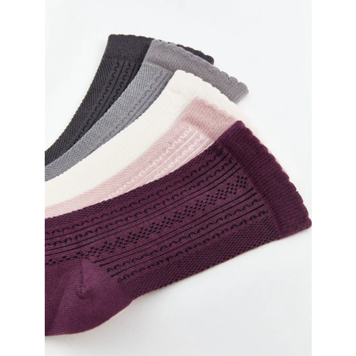 LCW DREAM Mor Kendinden Desenli Kadın Soket Çorap 5li Paket