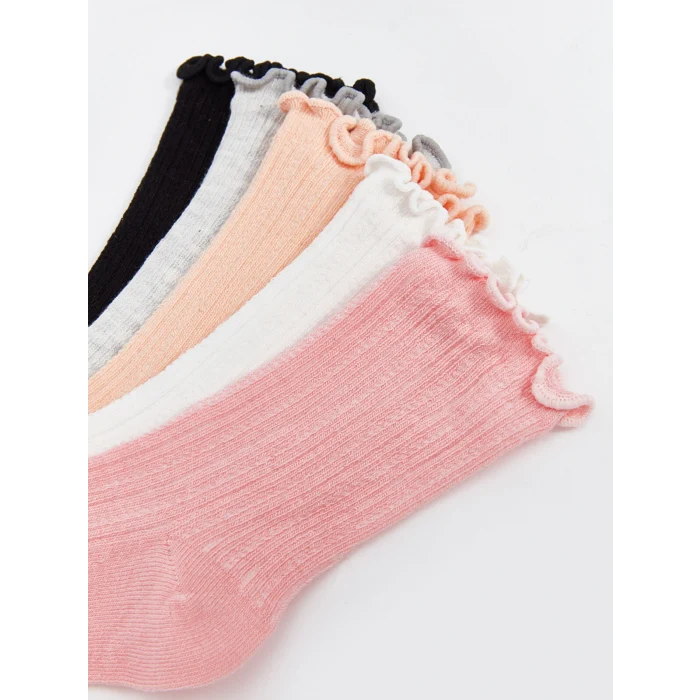 LCW Kids Pembe Kendinden Desenli Kız Çocuk Soket Çorap 5li