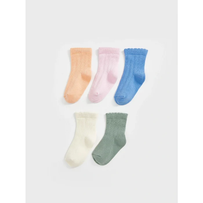LCW baby Pembe Basic Kız Bebek Soket Çorap 5li