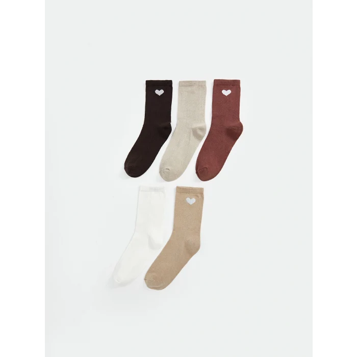 LCW DREAM Kahverengi Baskılı Kadın Soket Çorap 5li