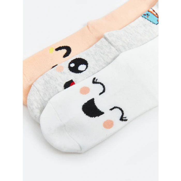 LCW Kids Mercan Desenli Kız Çocuk Soket Çorap 3lü