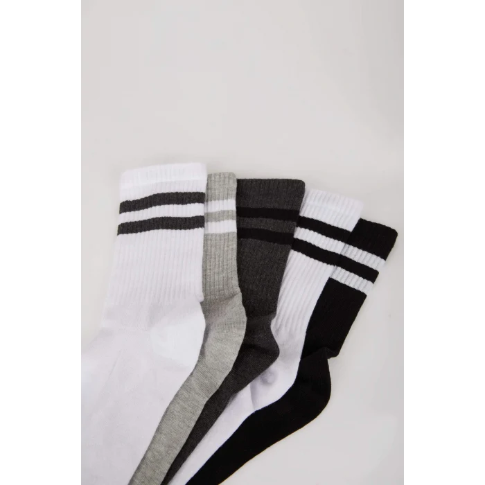 Defacto D9655 Çok Renkli Erkek Rahat Lastikli 5li Pamuklu Uzun Çorap
