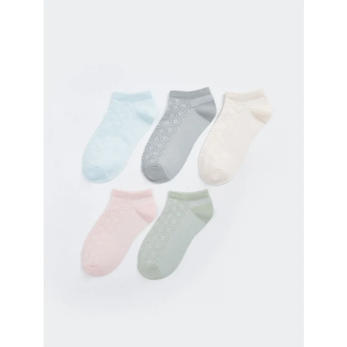 LCW DREAM Yeşil Kendinden Desenli Kadın Patik Çorap 5li