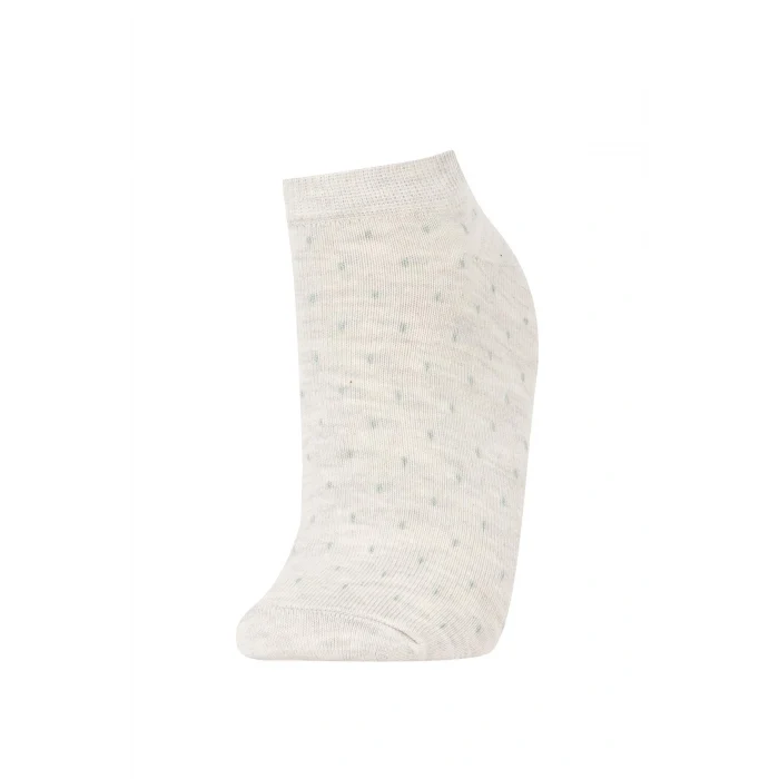 Defacto Y6670 Çok Renkli Kadın 5li Pamuklu Puantiyeli Çizgili Patik Çorap