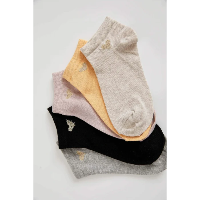 Defacto V5122 Çok Renkli Kadın 5li Pamuklu Patik Çorap