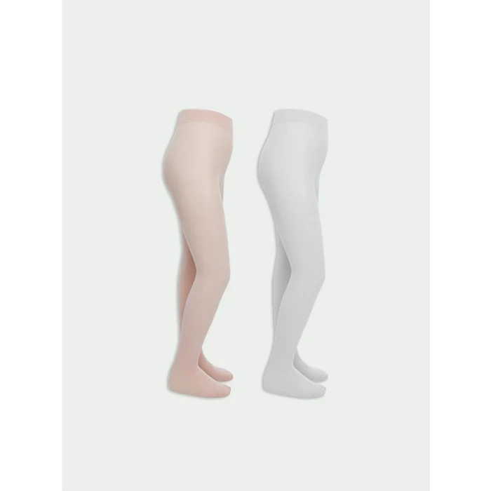 LCW Kids Pembe Kız Çocuk Simli İnce Külotlu Çorap 2li