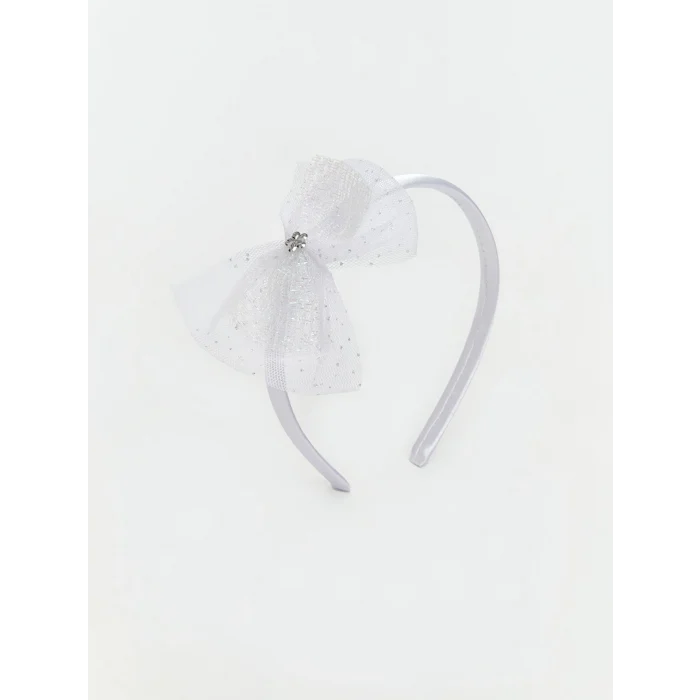 LCW Kids Beyaz Fiyonk Detaylı Kız Çocuk Külotlu Çorap ve Taç