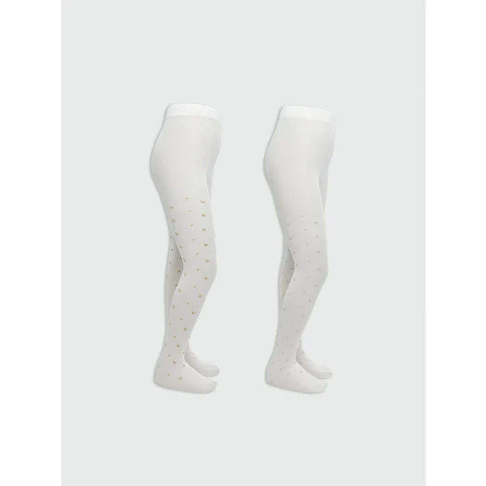 LCW Kids Gri Desenli Kız Çocuk İnce Külotlu Çorap 2li