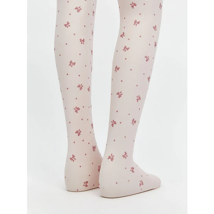 LCW Kids Pembe Fiyonk Desenli Kız Çocuk İnce Külotlu Çorap 2li