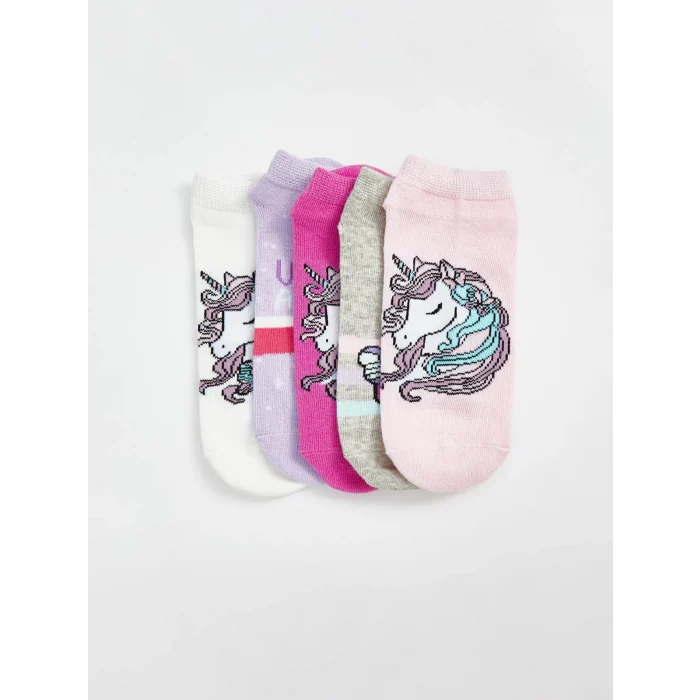 LCW Kids Pembe Desenli Kız Çocuk Patik Çorap 5li