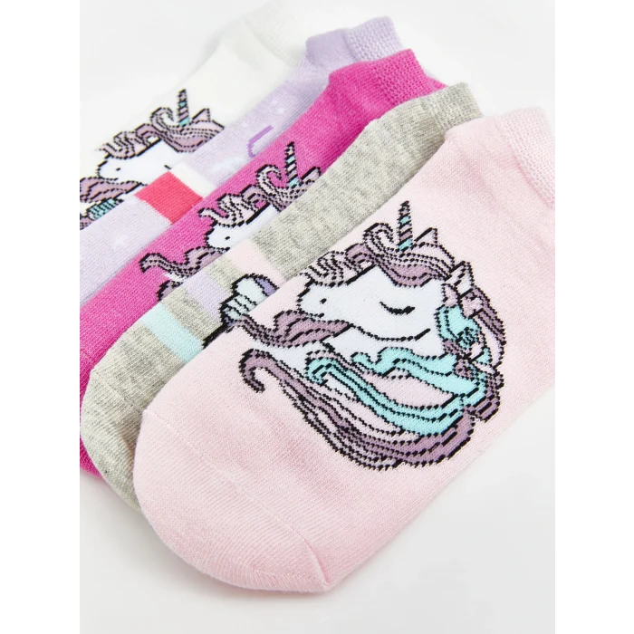 LCW Kids Pembe Desenli Kız Çocuk Patik Çorap 5li