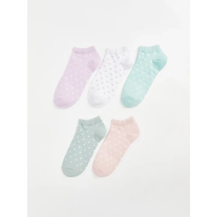 LCW Kids Lila Puantiyeli Kız Çocuk Patik Çorap 5li