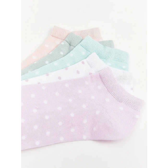 LCW Kids Lila Puantiyeli Kız Çocuk Patik Çorap 5li