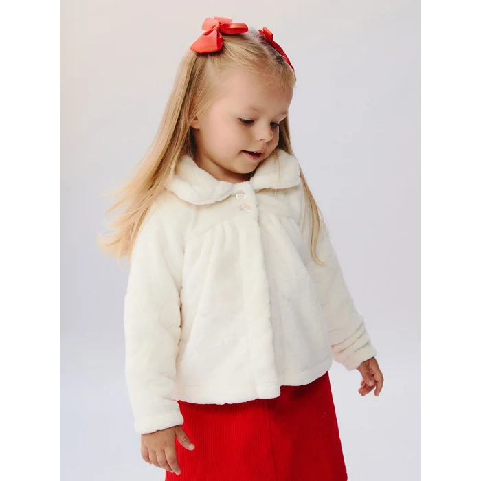 LCW baby Ekru Bebe Yaka Kız Bebek Pelüş Mont