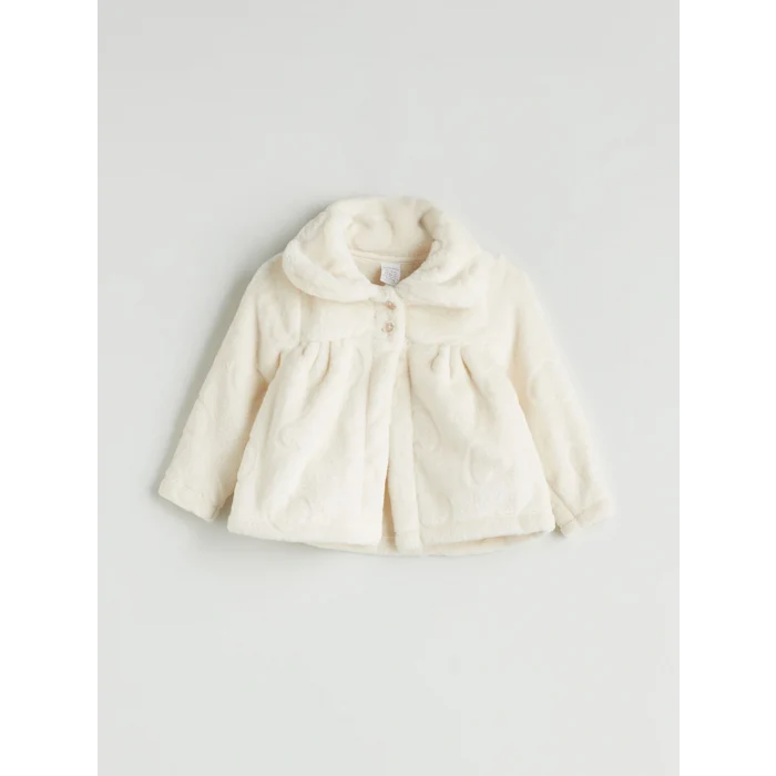 LCW baby Ekru Bebe Yaka Kız Bebek Pelüş Mont