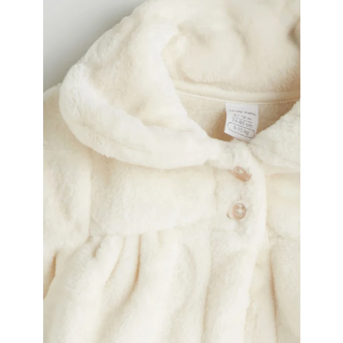 LCW baby Ekru Bebe Yaka Kız Bebek Pelüş Mont