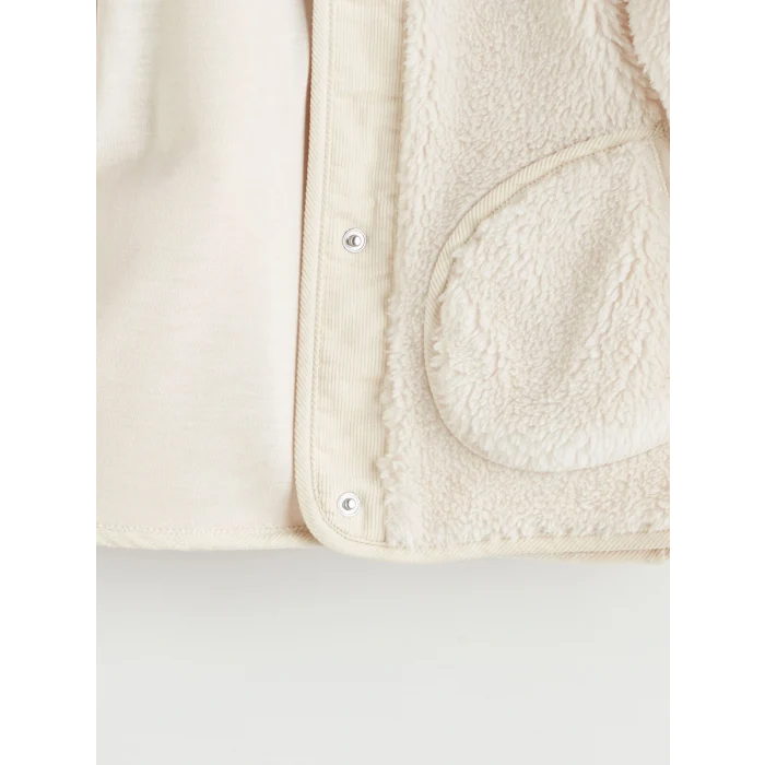 LCW Kids Ekru Kapüşonlu Pelüş Kız Çocuk Mont