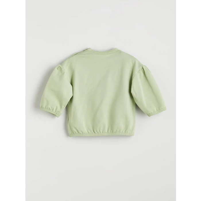 LCW baby Yeşil Bisiklet Yaka Kız Bebek Sweatshirt ve Tayt 2li