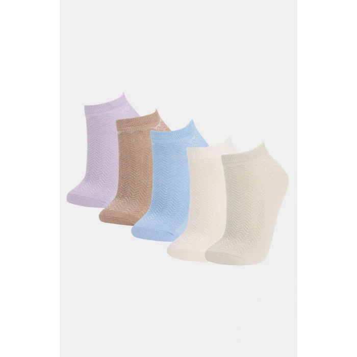 Defacto E9751 Çok Renkli Kadın 5li Pamuklu Patik Çorap