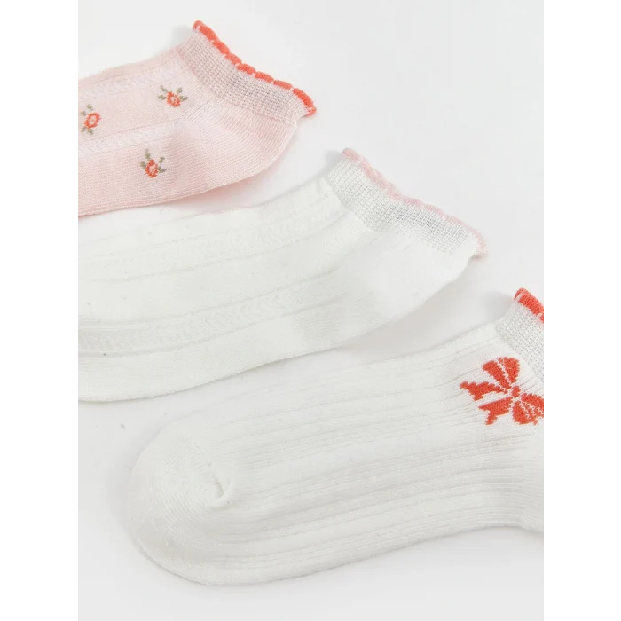 LCW Kids Pembe Çiçekli Kız Çocuk Patik Çorap 5li