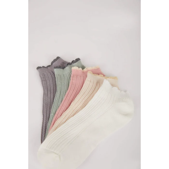 Defacto E2119 Çok Renkli Kadın 5li Pamuklu Patik Çorap