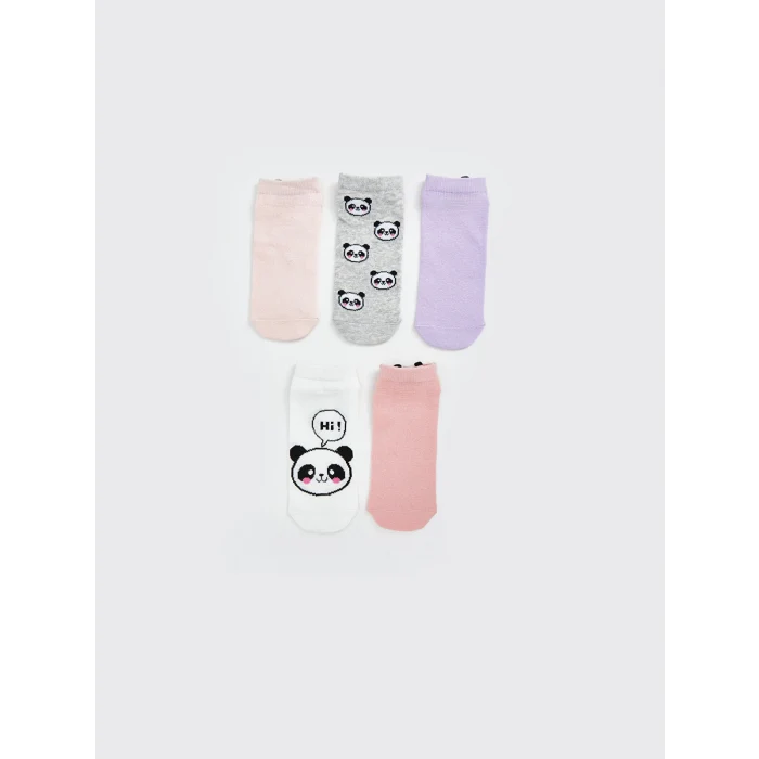 LCW Kids Pembe Panda Desenli Kız Çocuk Patik Çorap 5li