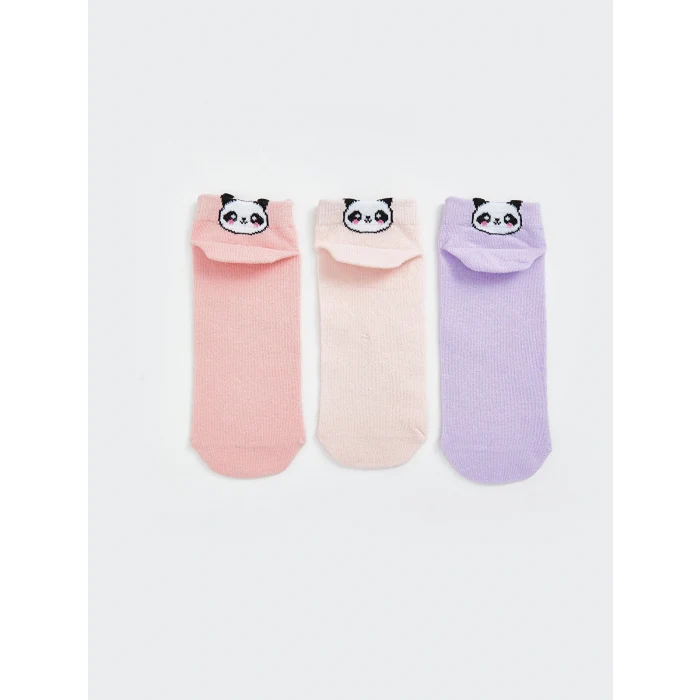 LCW Kids Pembe Panda Desenli Kız Çocuk Patik Çorap 5li