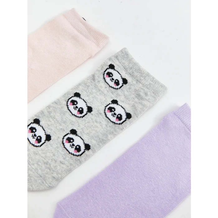 LCW Kids Pembe Panda Desenli Kız Çocuk Patik Çorap 5li