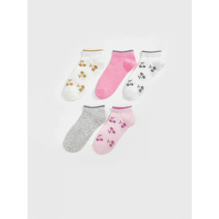 LCW Kids Ekru Desenli Kız Çocuk Patik Çorap 5li