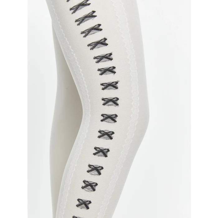 LCW Kids Ekru Fiyonk Detaylı Kız Çocuk Külotlu Çorap 2li