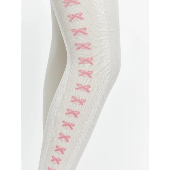 LCW Kids Ekru Fiyonk Detaylı Kız Çocuk Külotlu Çorap 2li