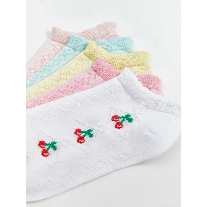 LCW Kids Beyaz Desenli Kız Çocuk Patik Çorap 5li