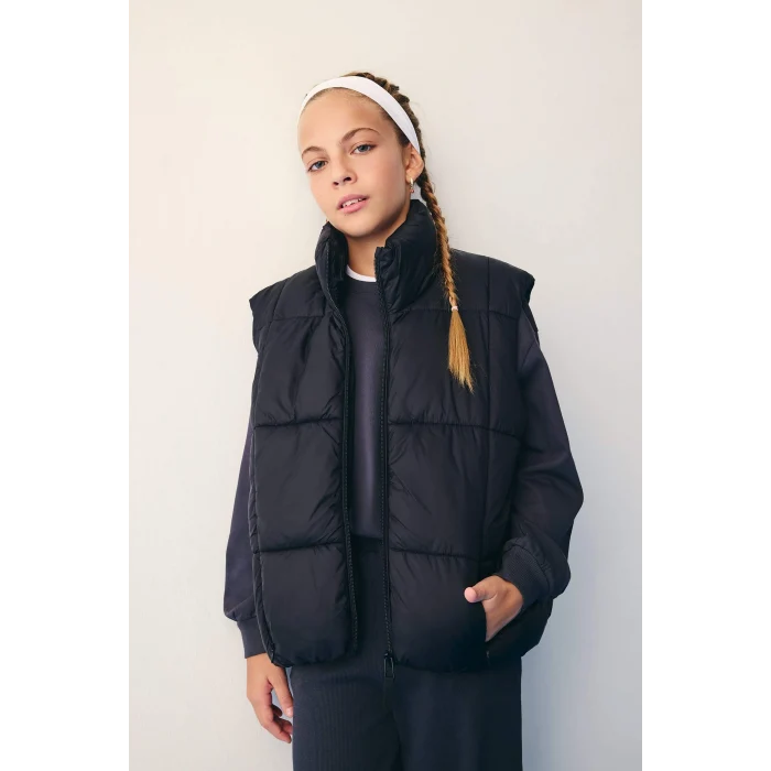 Defacto E5887A8BK27 Siyah Kız Çocuk Su Geçirmez Fermuarlı Şişme Yelek