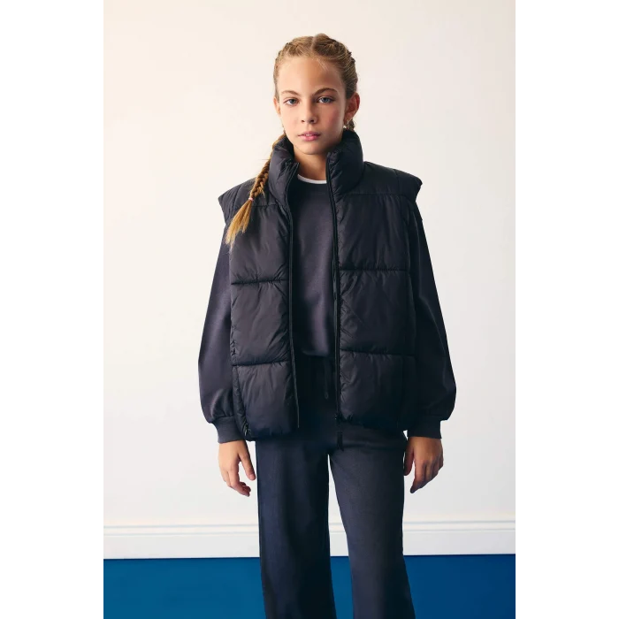 Defacto E5887A8BK27 Siyah Kız Çocuk Su Geçirmez Fermuarlı Şişme Yelek